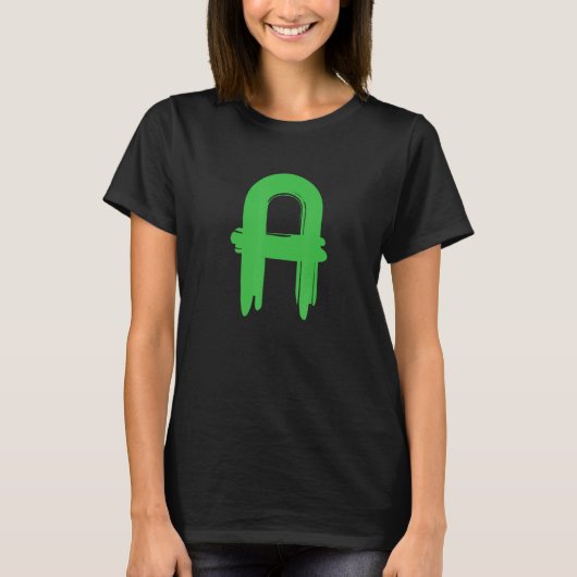 Creative Bold Green Letter A - Design Alphabet - M T-shirt (Voorkant)