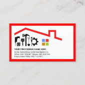 Creative Building Rooftop Handyman Tools Panel Visitekaartje (Achterkant)