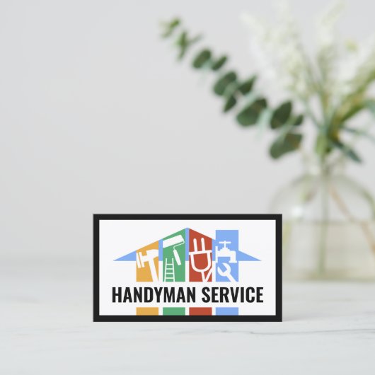 Creative Building Rooftop Handyman Tools Panel Visitekaartje (Staand voorkant)
