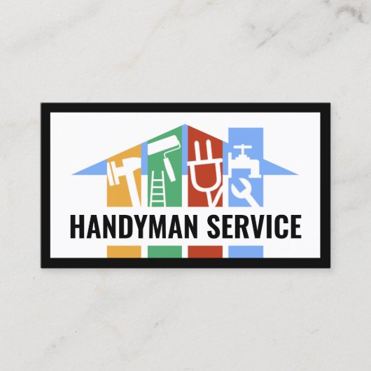 Creative Building Rooftop Handyman Tools Panel Visitekaartje (Voorkant)