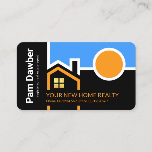 Creative Building Rooftop Sun Border Visitekaartje (Voorkant)