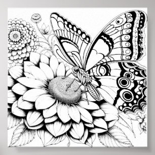Creative Butterfly Color-pagina Poster