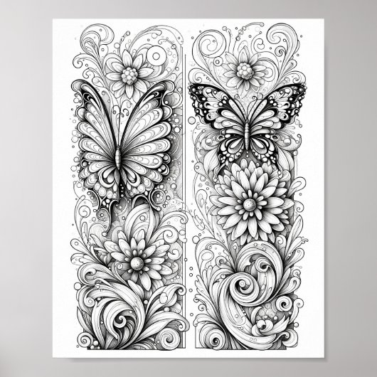 Creative Butterfly Kleurenpagina 8x10 Poster (Voorkant)