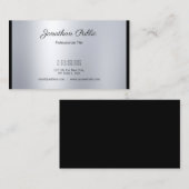 Creative Calligraded Script Modern Silver Plain Visitekaartje (Voorkant / Achterkant)