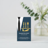 Creative Caterer Tuxedo Serving Gold Cutlery Visitekaartje (Staand voorkant)