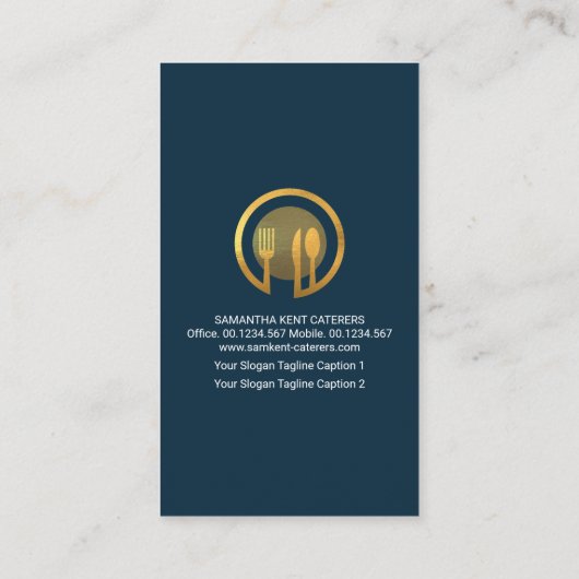 Creative Caterer Tuxedo Serving Gold Cutlery Visitekaartje (Achterkant)