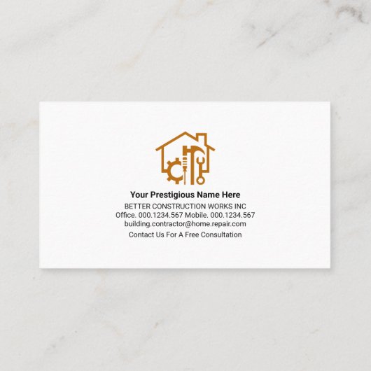 Creative Construction Handyman Tool Panels Visitekaartje (Achterkant)