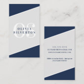 CREATIVE CORNERS classy monogram navy grijs wit Visitekaartje (Voorkant / Achterkant)