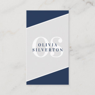 CREATIVE CORNERS classy monogram navy grijs wit Visitekaartje