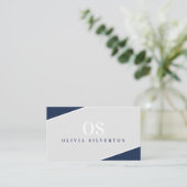 CREATIVE CORNERS classy monogram navy grijs wit Visitekaartje (Staand voorkant)