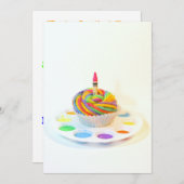 Creative Cupcake Birthday Party Invitation Kaart (Voorkant / Achterkant)