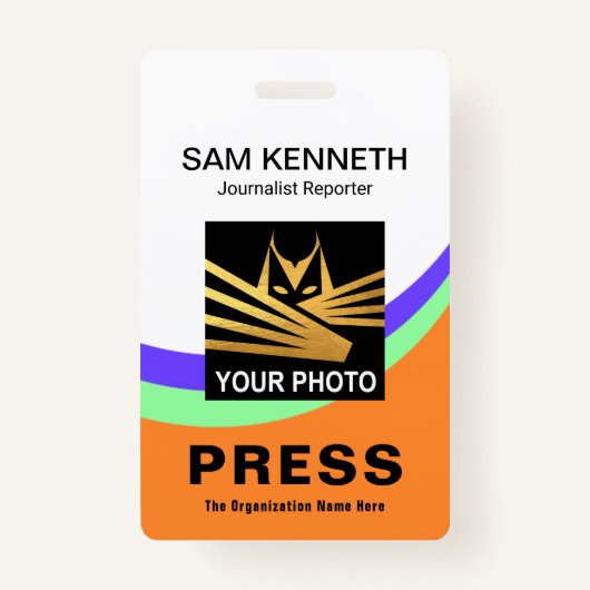 Creative Curvature Wave Press Photo ID Badge (Voorkant)