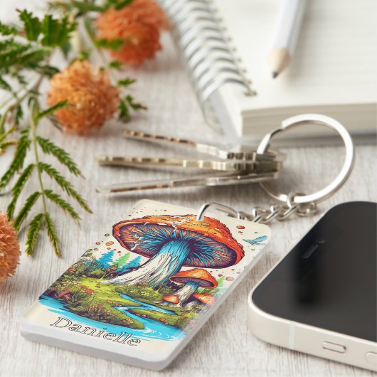 Creative Custom Monogram Psychedelic Mushroom Sleutelhanger (Voorkant Rechts)
