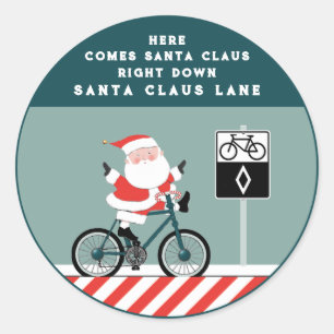 Creative Cyclist Biking Kerstmis Ronde Sticker