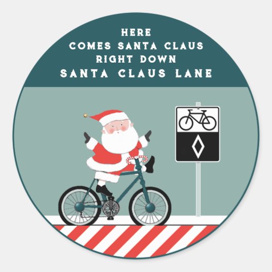 Creative Cyclist Biking Kerstmis Ronde Sticker (Voorkant)