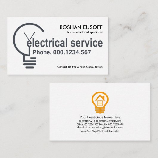 Creative Electrical Bulb Filament Visitekaartje (Voorkant / Achterkant)