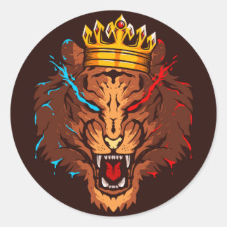 Creative eSport Lion logo Design Classic Ronde STI Sticker