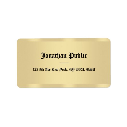 Creative Faux Gold Classic Style Text Name Trendy Etiket (Voorkant)