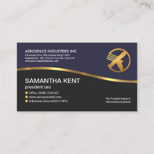 Creative Faux Gold Wave Simple Blue Black CEO Visitekaartje