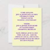 CREATIVE FUN COUPLE JUBILEUM PARTY INVITATION KAART (Achterkant)