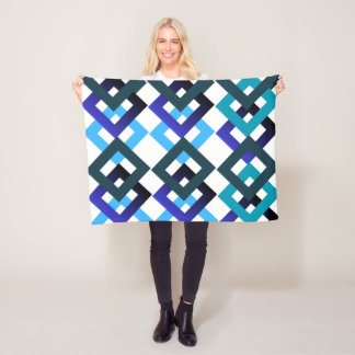 Creative geometry blue tones fleece deken