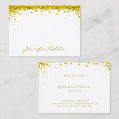Creative Gold Confetti Hand Script Text Sjabloon Visitekaartje (Voorkant / Achterkant)