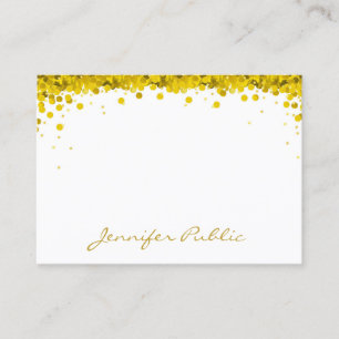 Creative Gold Confetti Hand Script Text Sjabloon Visitekaartje