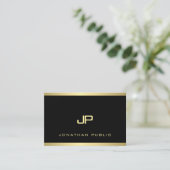 Creative Gold Monogrammed Plain Modern Elegant Visitekaartje (Staand voorkant)