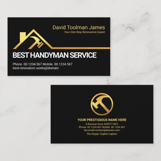 Creative Gold Rooftop Hammer Building Architecture Visitekaartje (Voorkant / Achterkant)