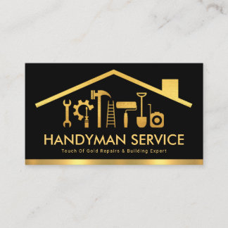 Creative Gold Rooftop Handyman Tools Home Repareer Visitekaartje