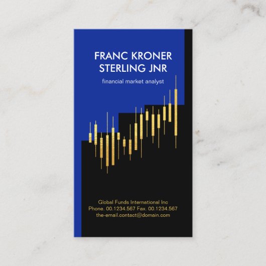 Creative Gold Stock Share Graph Financial Advisor Visitekaartje (Voorkant)