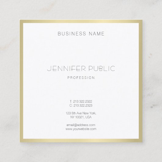 Creative Gold White, een eenvoudige, eenvoudige Sj Vierkante Visitekaartje (Achterkant)
