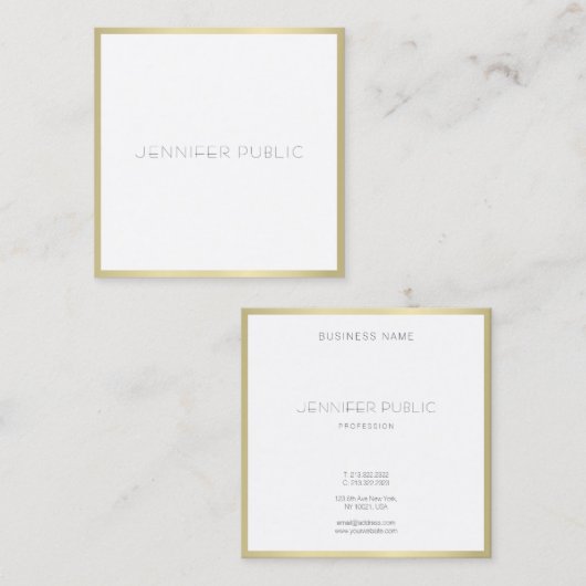 Creative Gold White, een eenvoudige, eenvoudige Sj Vierkante Visitekaartje (Voorkant / Achterkant)