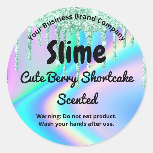 Creative Green Glitter Slime Drivers Productlabel Ronde Sticker (Voorkant)