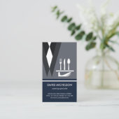 Creative Grey Suit Cutlery Waiter Food Server Visitekaartje (Staand voorkant)