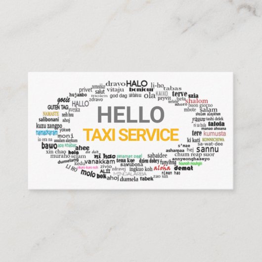 Creative Hallo Language Greetings Taxi Driver Visitekaartje (Voorkant)