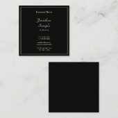 Creative Hand Script Font Elegant Black Gold Plain Vierkante Visitekaartje (Voorkant / Achterkant)