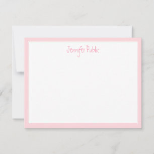 Creative Hand Script Name Text Pink Border White Notitiekaartje