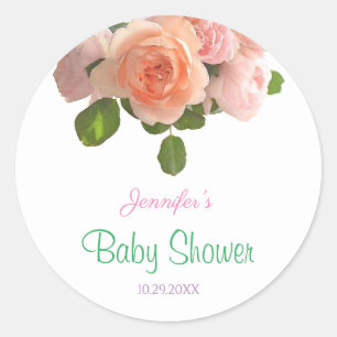 Creative Handgeschreven Baby shower Waterverf Roze Ronde Sticker