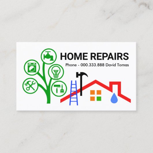 Creative Handyman Tools Tree Landscape Visitekaartje (Voorkant)