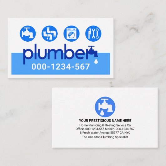 Creative Leaking Plumber Faucet Plumbing Visitekaartje (Voorkant / Achterkant)