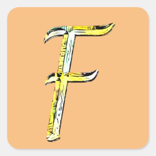 Creative Letter F Initiaal Monogram Vierkante Sticker (Voorkant)