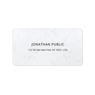 Creative Minimal Modern White Marble Plain Address Etiket