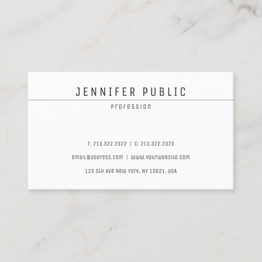 Creative minimalist Design Plain Trendy Modern Visitekaartje (Voorkant)