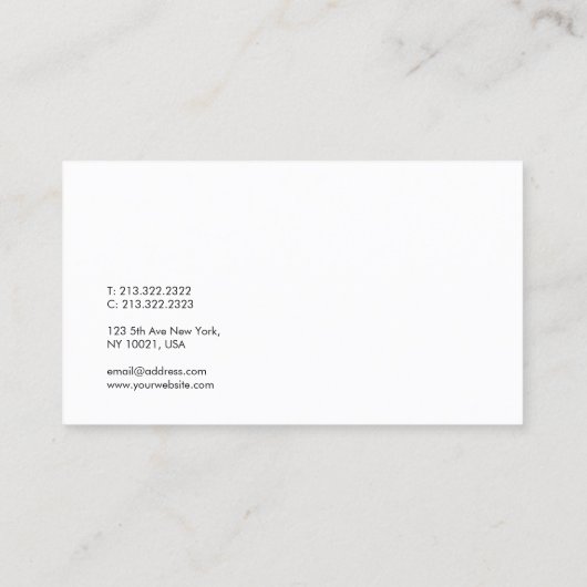 Creative minimalist Design White Modern Sjabloon Visitekaartje (Achterkant)