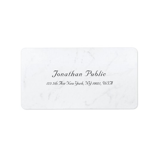 Creative minimalistisch modern wit marmer etiket (Voorkant)