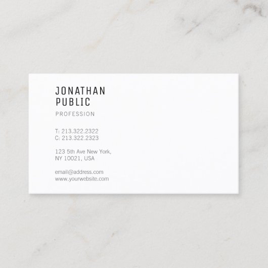 Creative Minimalistisch Professional Moderne Sjabl Visitekaartje (Voorkant)