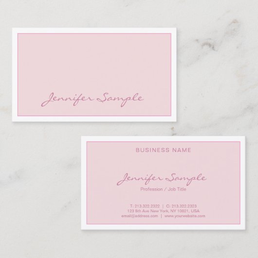Creative Modern Blush Pink Script Exlegant Simple Visitekaartje (Voorkant / Achterkant)