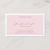 Creative Modern Blush Pink Script Exlegant Simple Visitekaartje (Achterkant)