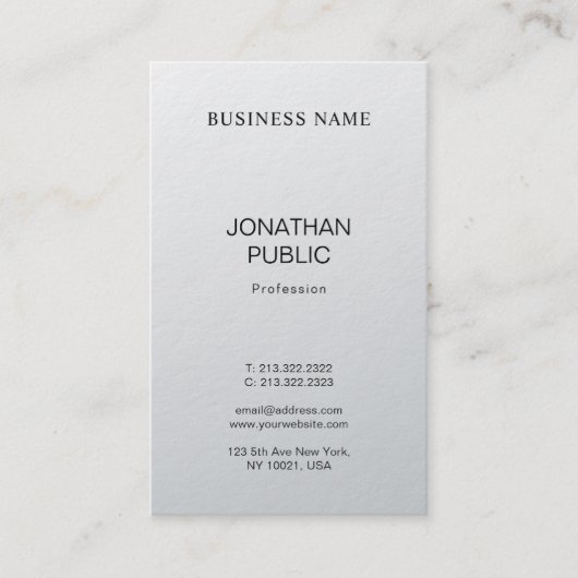 Creative Modern Design Silver Blik Plain Luxe Visitekaartje (Voorkant)